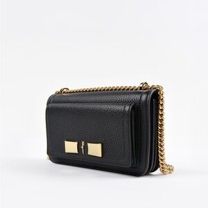 Salvatore Ferragamo Black Leather Small Ginevra Shoulder Bag